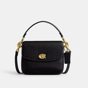 NWT Coach Polished Pebbled Leather Cassie Crossbody 19 in Black